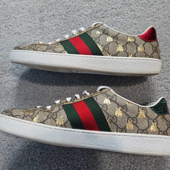 Gucci Authentic - Men's Ace Sneakers Gold Bee - Gucci Size 8 / Men's US Size 8.5 - Picture 1 of 16